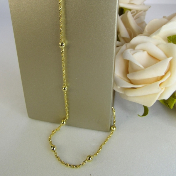 Colar Corrente com Bolinhas Banhado em Ouro 18k - Dourado