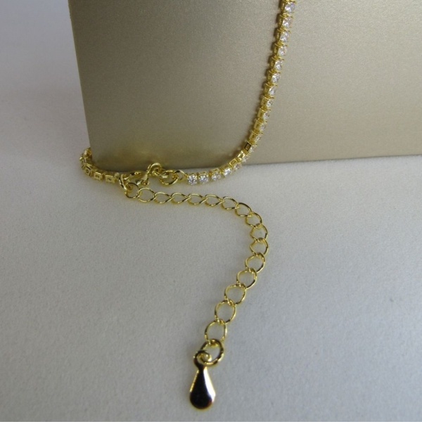 Pulseira Em Corrente De Zircônias Banhado em Ouro 18k - Dourado