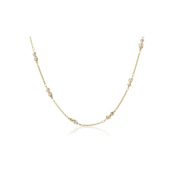 Colar com Corrente de Mini Pérolas Banhado em Ouro 18k - Dourado