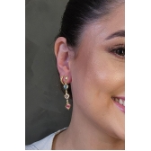 Brinco de Corações com Pedras Coloridas Banhado em Ouro 18k - Dourado