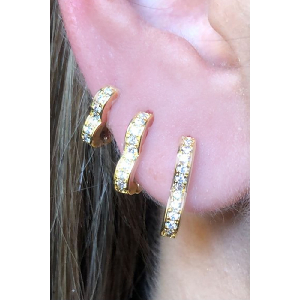 Trio de Brincos de Coração Banhado em Ouro 18k - Dourado