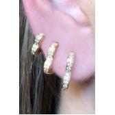 Trio de Brincos de Coração Banhado em Ouro 18k - Dourado