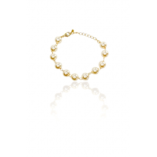 Pulseira Corrente de Pérolas Banhado em Ouro 18k - Dourado