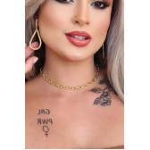 Choker Corrente Com Elos Ovalados Banhado em Ouro 18k - Dourado