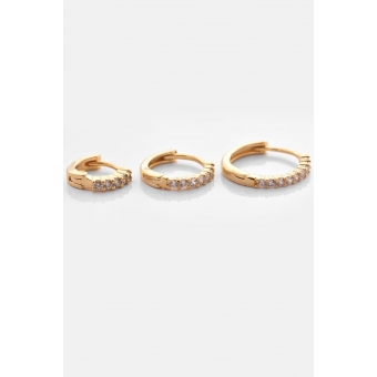 Trio de Brincos de Argolinha Fino Banhado em Ouro 18k