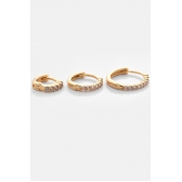 Trio de Brincos de Argolinha Fino Banhado em Ouro 18k - Dourado