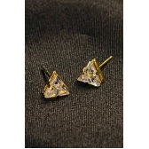 Brinco Triângulo de Zircônia Banhado em Ouro 18k - Dourado