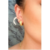 Brinco de Argolinha Grossa Trabalhada Banhado em Ouro 18k - Dourado