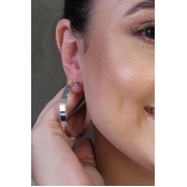 Brinco Argola Grande Grossa Clássica Banhado em Ródio Branco - Branco