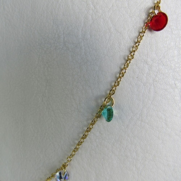 Colar Corrente Americana com Zircônias Multicolor Banhado em Ouro 18k - Dourado