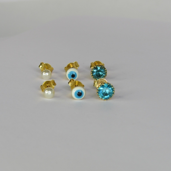 Trio de Olho Grego Banhado em Ouro 18k - Dourado