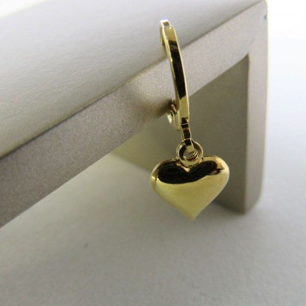 Brinco Argolinha com Coração Grande Banhado em Ouro 18k - Dourado