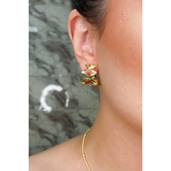 Brinco Argola de Losango Banhado em Ouro 18k