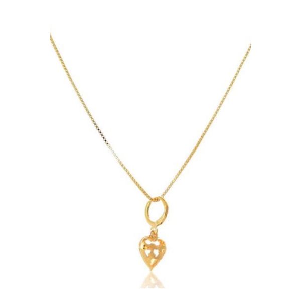 Colar com Pingente Argolinha de Coração Banhado em Ouro 18k - Dourado