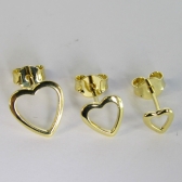 Trio de Corações Vazados Banhado em Ouro 18k - Dourado