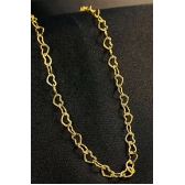 Choker com Coração Vazado Pequeno Interligado Banhado em Ouro 18k - Dourado