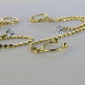 Brinco Argolinha Corrente com Ponto de Luz e Piercing Fake Banhado em Ouro 18k - Dourado