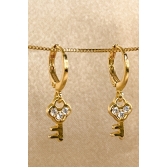 Brinco Argolinha com Chave Banhado em Ouro 18k - Dourado