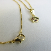 Colar Pingente Patinha De Cachorro Colorida Banhado em Ouro 18k - Dourado