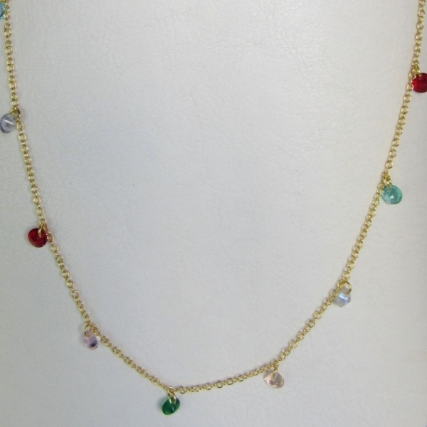 Colar Corrente Americana com Zircônias Multicolor Banhado em Ouro 18k - Dourado