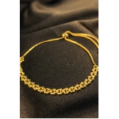 Pulseira com Fecho Regulável e corrente Trabalhada Banhado em Ouro 18k - Dourado