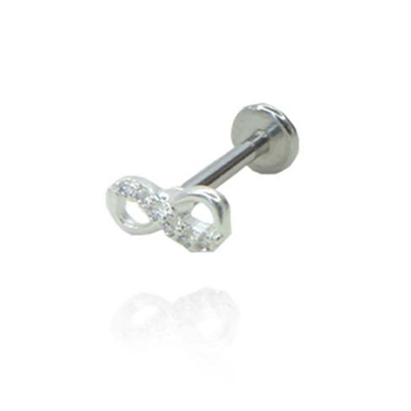 Piercing Símbolo do Infinito com Mini Zircônia em Prata 925