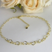 Tornozeleira com Corrente de Corações Pequenos Banhado em Ouro 18k - Dourado