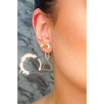 Brinco Médio com Formas Geométricas Banhado em Ouro 18k