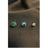 Trio de Olho Grego Banhado em Ouro 18k - Dourado