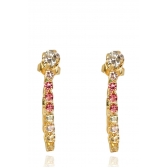 Brinco Corrente de Zircônias Coloridas Sortidas Com Zircônia na Ponta Banhado em Ouro 18k - Dourado