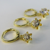 Trio Argolinha Estrelinha de Zircônia Banhado em Ouro 18k - Dourado