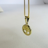 Colar Com Pingente De Circulo Da Árvore Da Vida Com Zircônia Colorida Banhado em Ouro 18k - Dourado