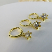 Trio Argolinha Estrelinha de Zircônia Banhado em Ouro 18k - Dourado