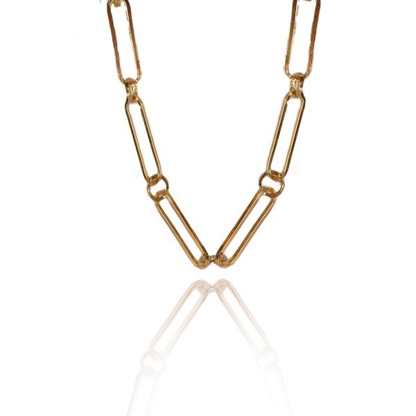 Pulseira de Elos Intercalados Com Círculo Banhado em Ouro 18k - Dourado