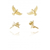Brinco Duo com Brincos Religiosos Banhado em Ouro 18k - Dourado
