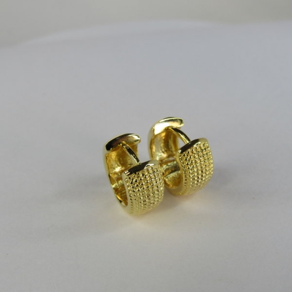 Brinco de Argolinha Grossa Trabalhada Banhado em Ouro 18k - Dourado