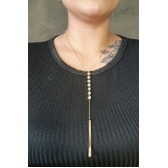 Colar Cumprido com Mini Pérolas e Fio Banhado em Ouro 18k - Dourado