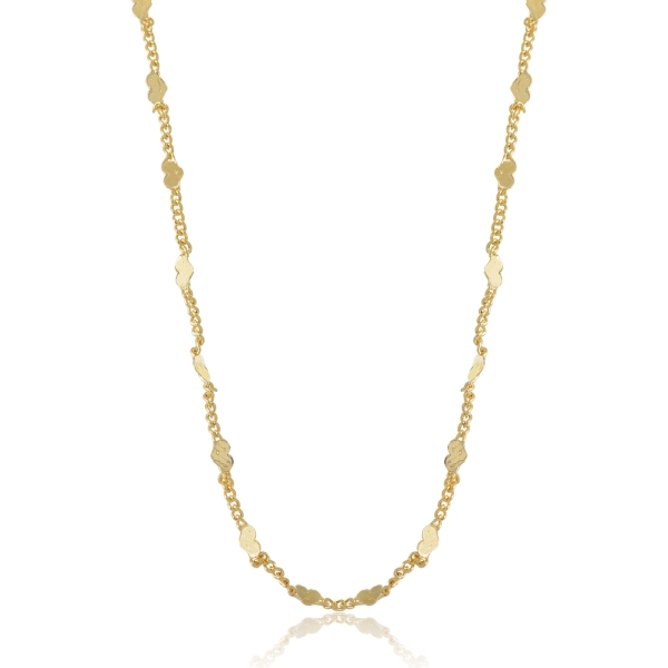 Tornozeleira com Micro Corações na Corrente Banhado em Ouro 18k - Dourado