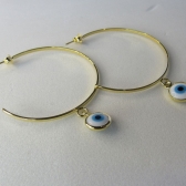 Brinco Argola Média Olho Grego Banhado em Ouro 18k - Dourado