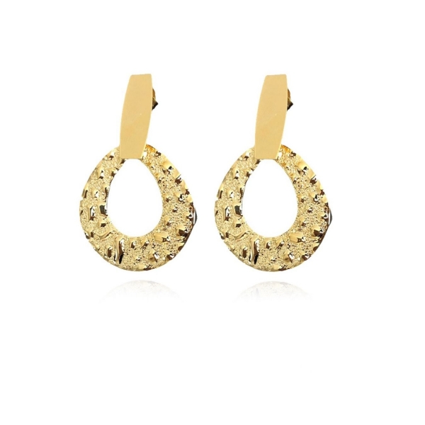 Brinco Circulo Trabalhado Banhado em Ouro 18k - Dourado