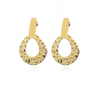 Brinco Circulo Trabalhado Banhado em Ouro 18k