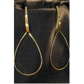 Brinco Grande de Fio e Gota Vazada Banhado em Ouro 18k - Dourado