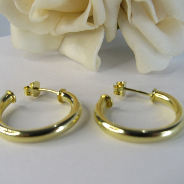 Brinco Argola Grossa Pequena Banhado em Ouro 18k - Dourado