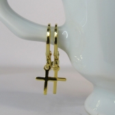 Brinco Argolinha com Cruz Banhado em Ouro 18k - Dourado