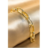 Pulseira de Elos Intercalados Grandes Banhados a Ouro 18k - Dourado