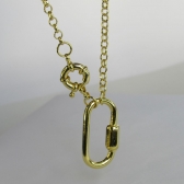 Colar Corrente de Elo Largo com Fecho Boia e Mosquetão Banhado em Ouro 18k - Dourado