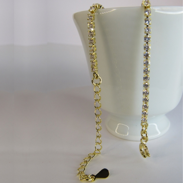 Pulseira Em Corrente De Zircônias Banhado em Ouro 18k - Dourado