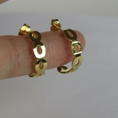 Brinco Argolinha com Vazados Ovais Banhado em Ouro 18k - Dourado