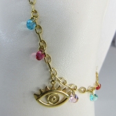 Pulseira Olho Grego Com Zircônias Coloridas Banhado em Ouro 18k - Dourado