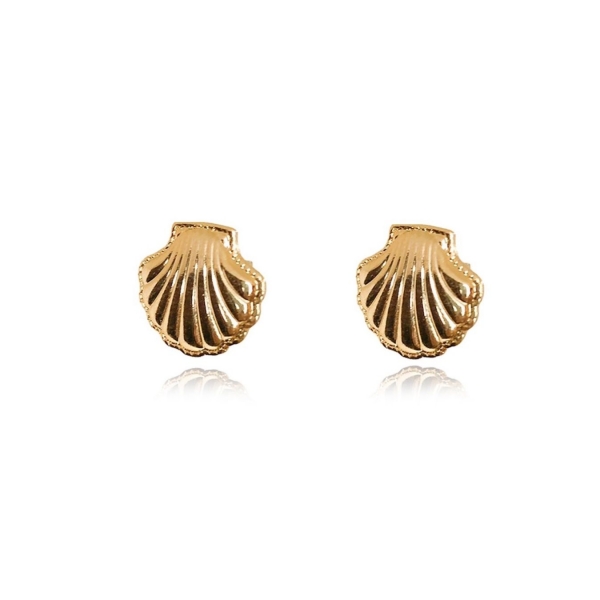 Brinco de Concha Banhado em Ouro 18k - Dourado